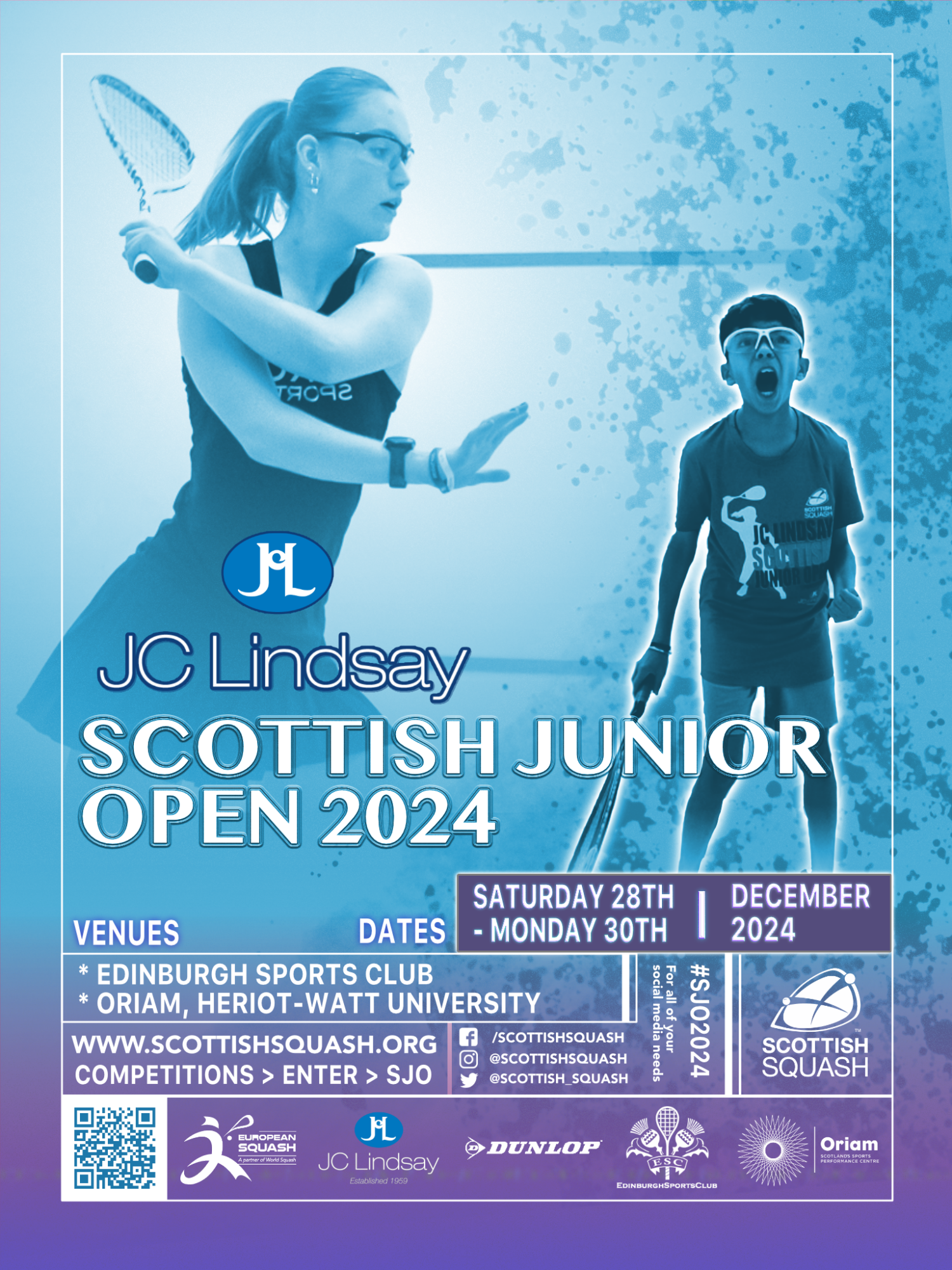 Poster for the Scottish Junior Open 2024 running between 28th - 30th December